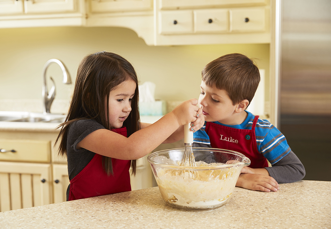 Kids using a mixing bowl
