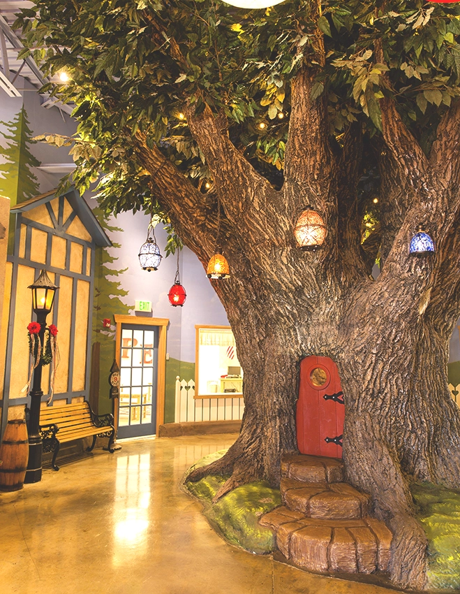 Full-Sized Oak Tree in Lobby of Kids Village Private Preschool in Orem, Utah